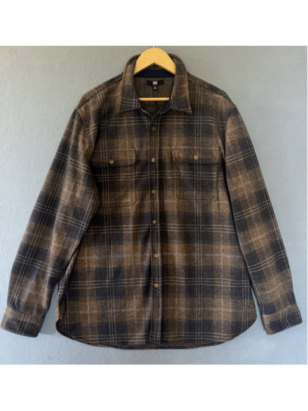 Frye Mens XL Plaid Knit Shirt Jacket Brown Blue NWT $129 Western Workwear